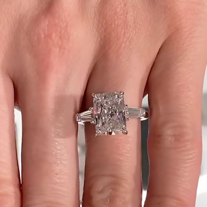 Maxine Sparkle Radiant Cut Three Stone Engagement Ring
