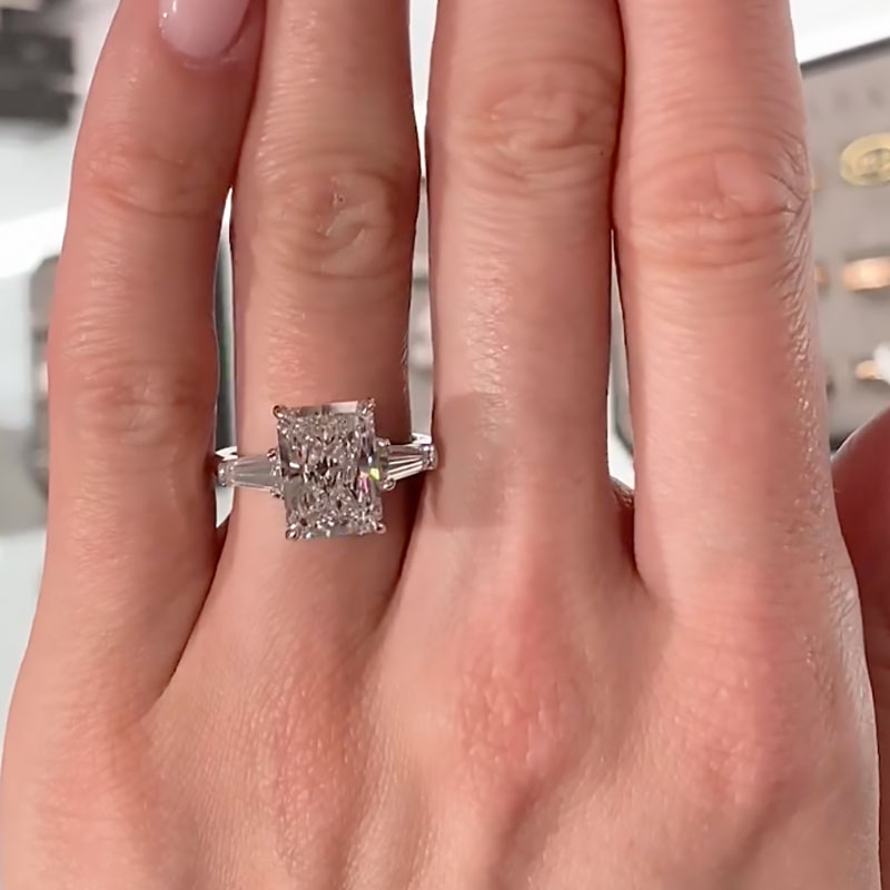 Maxine Sparkle Radiant Cut Three Stone Engagement Ring