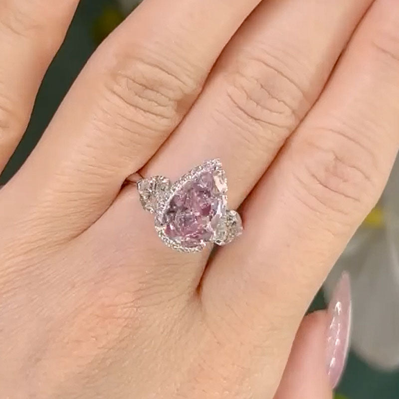 Maxine Beautiful Pear Cut Pink Sapphire Three Stone Engagement Ring