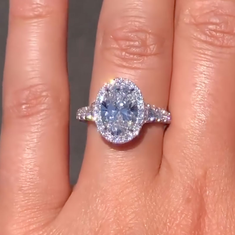 Maxine Vintage Halo 3.0Ct Oval Cut Engagement Ring