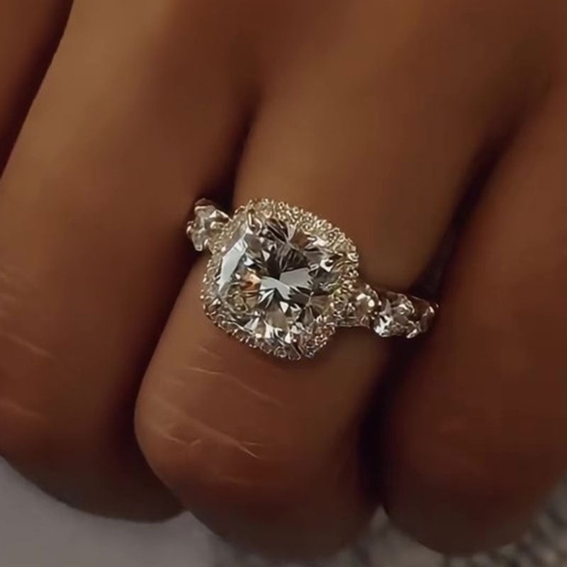 Maxine Vintage Halo Cushion Cut Engagement Ring For Women