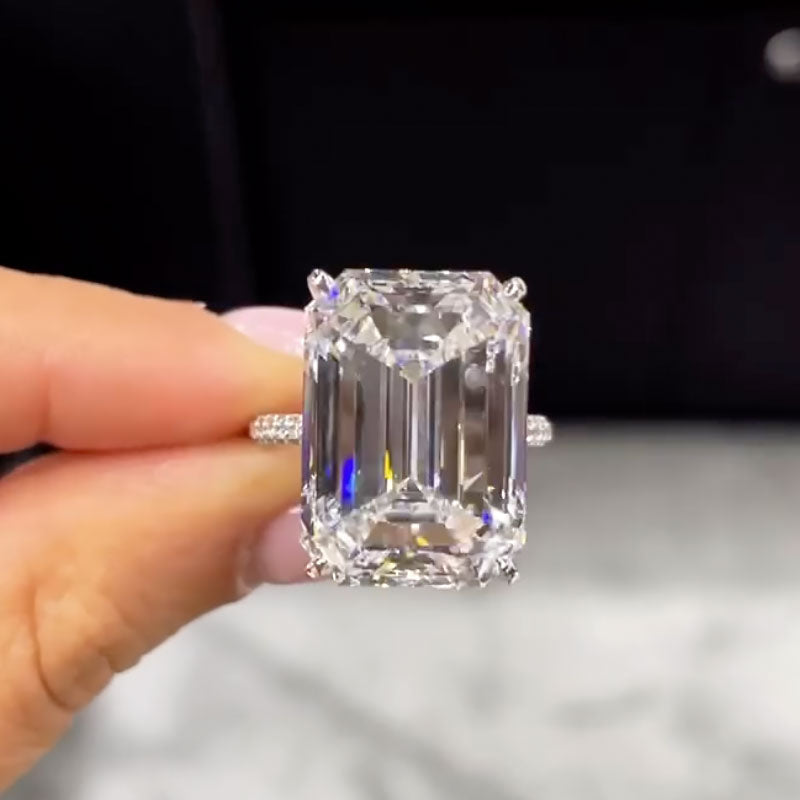 Ahabobo Captivating 15Ct Emerald Cut Engagement Ring For Women