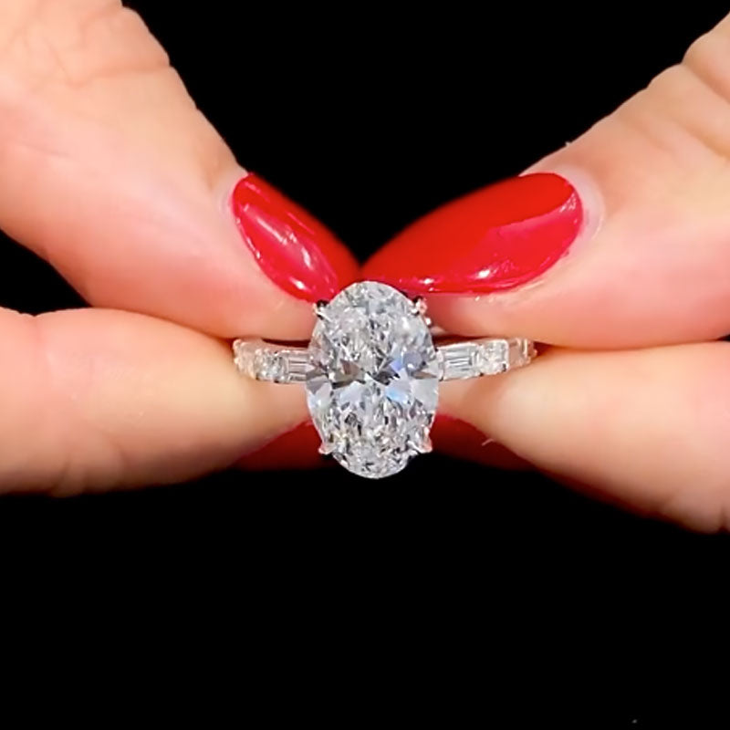Ahabobo Fashion 4.0Ct Oval Cut Travel Ring For Women