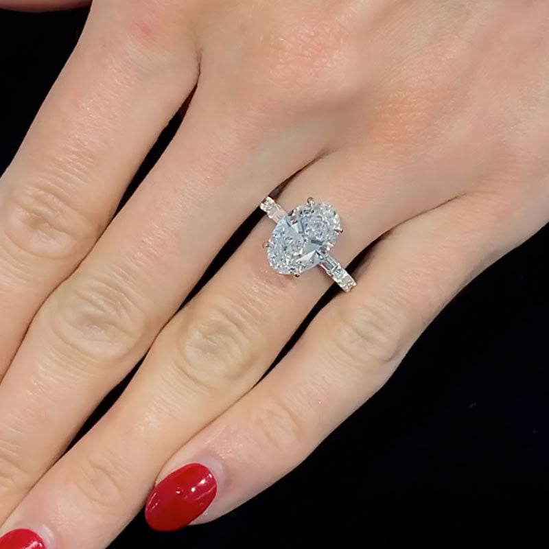 Ahabobo Fashion 4.0Ct Oval Cut Travel Ring For Women