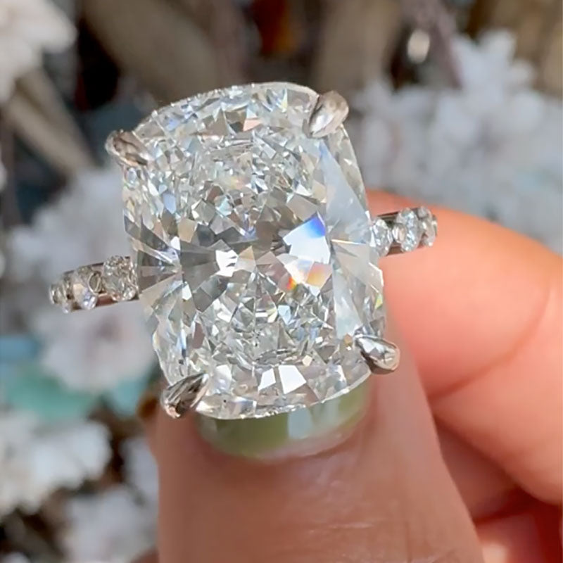 Ahabobo 9.0Ct Cushion Cut Simulated Diamond Engagement Ring
