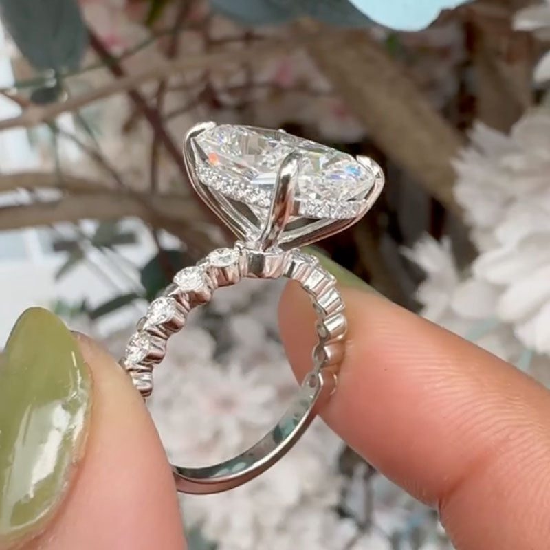 Ahabobo 9.0Ct Cushion Cut Simulated Diamond Engagement Ring