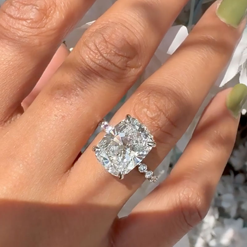 Ahabobo 9.0Ct Cushion Cut Simulated Diamond Engagement Ring