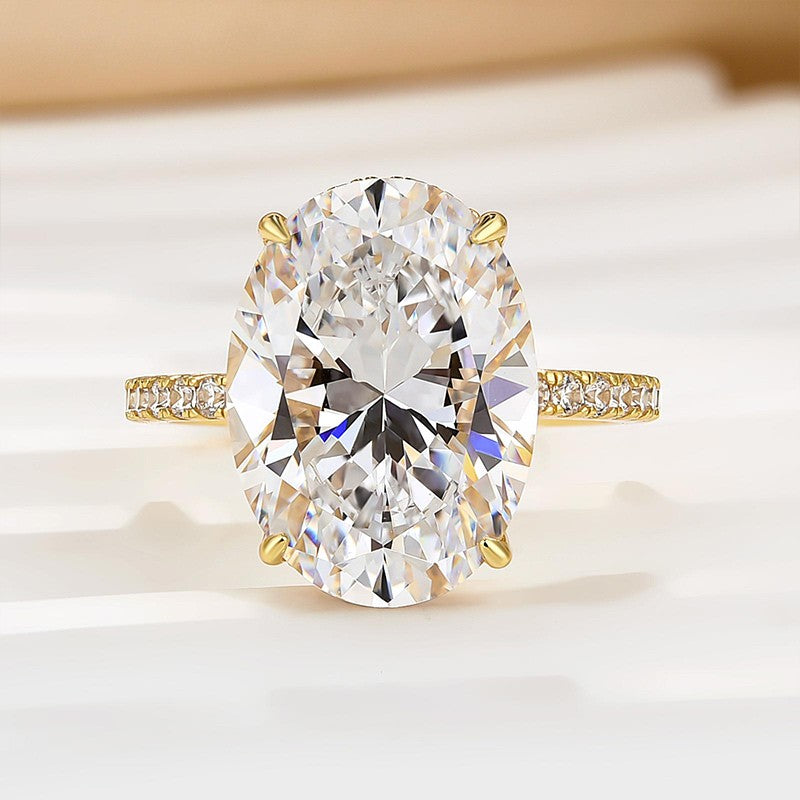 6.0Ct Oval Cut Hidden Halo Engagement Ring In Sterling Silver
