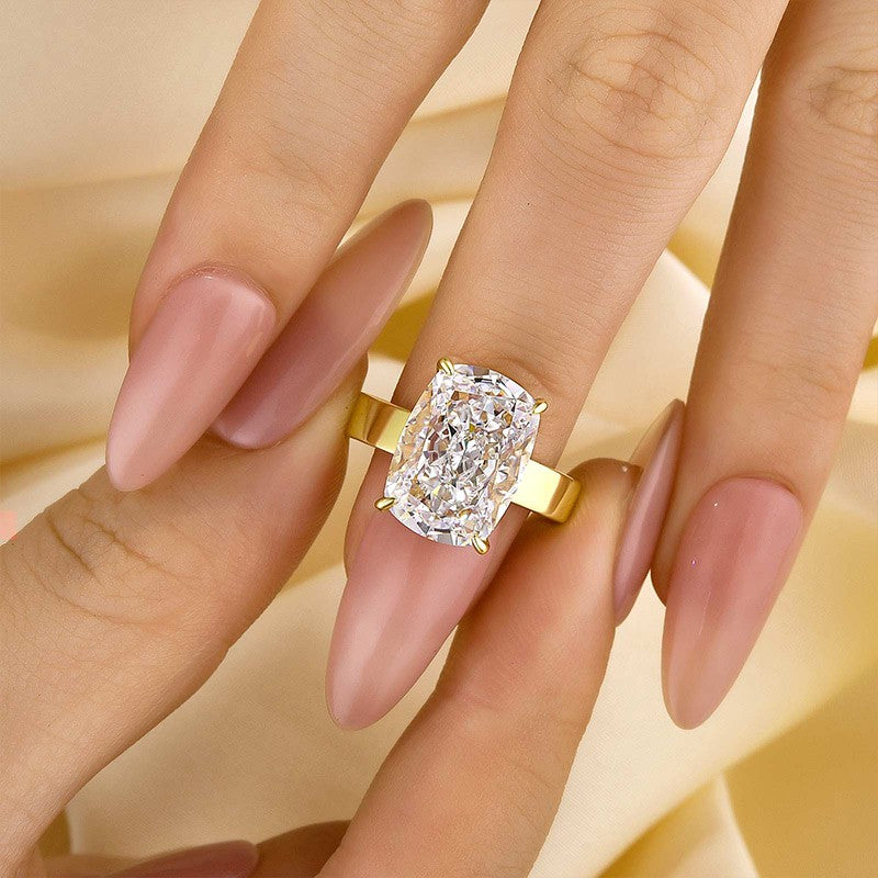 8.5Ct Elongated Cushion Cut Hidden Halo Engagement Ring Travel Ring