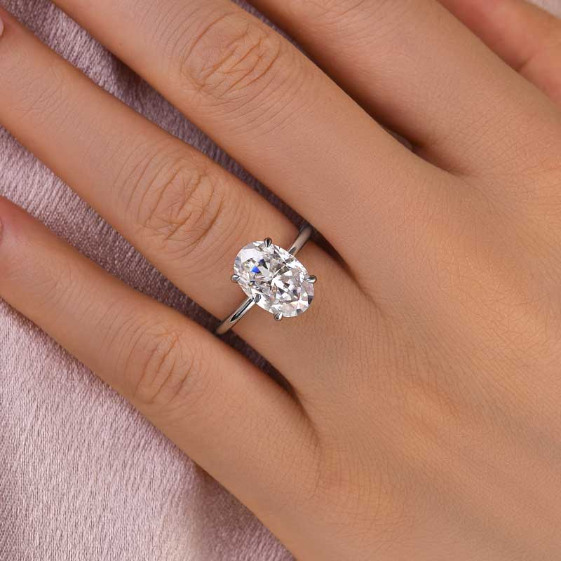 Maxine Classic Moissanite 4.0 Carat Oval Cut Engagement Ring