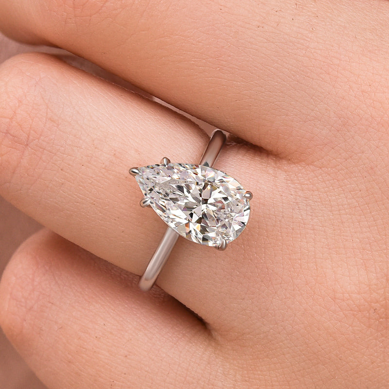 Ahabobo Moissanite 4.0 Ct Pear Cut Engagement Ring For Women