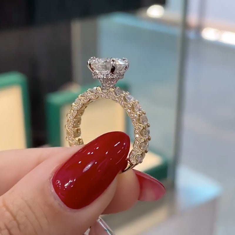 2.0Ct Round Cut Engagement Ring Travel Rings With Hidden Halo