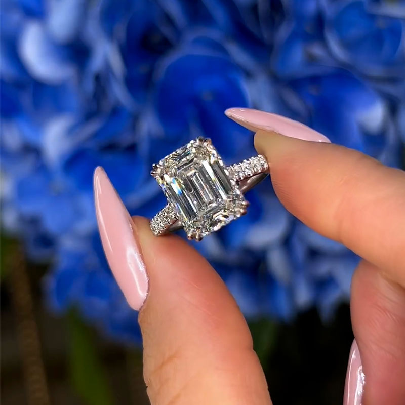 Maxine Moissanite 4.5 Carat Emerald Cut Engagement Ring For Women