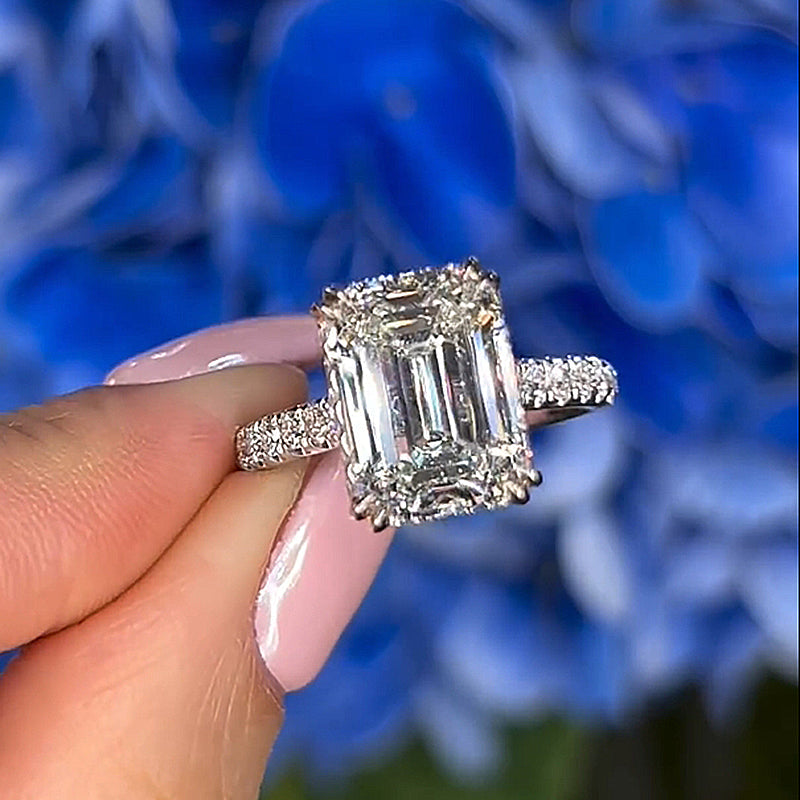 Maxine Moissanite 4.5 Carat Emerald Cut Engagement Ring For Women