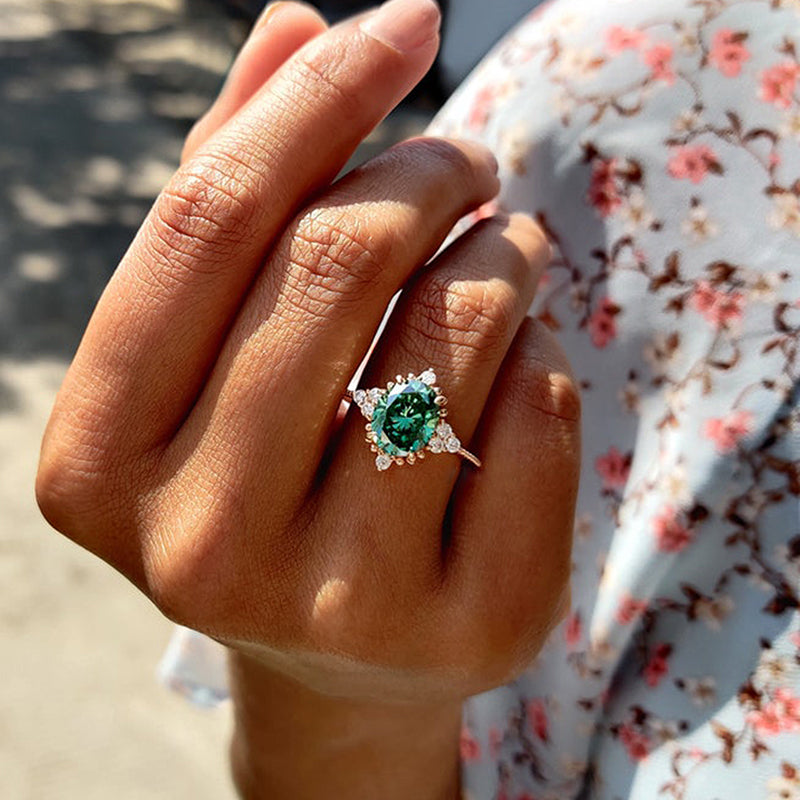 Paraiba Tourmaline 2.0Ct Oval Cut Engagement Ring In Sterling Silver