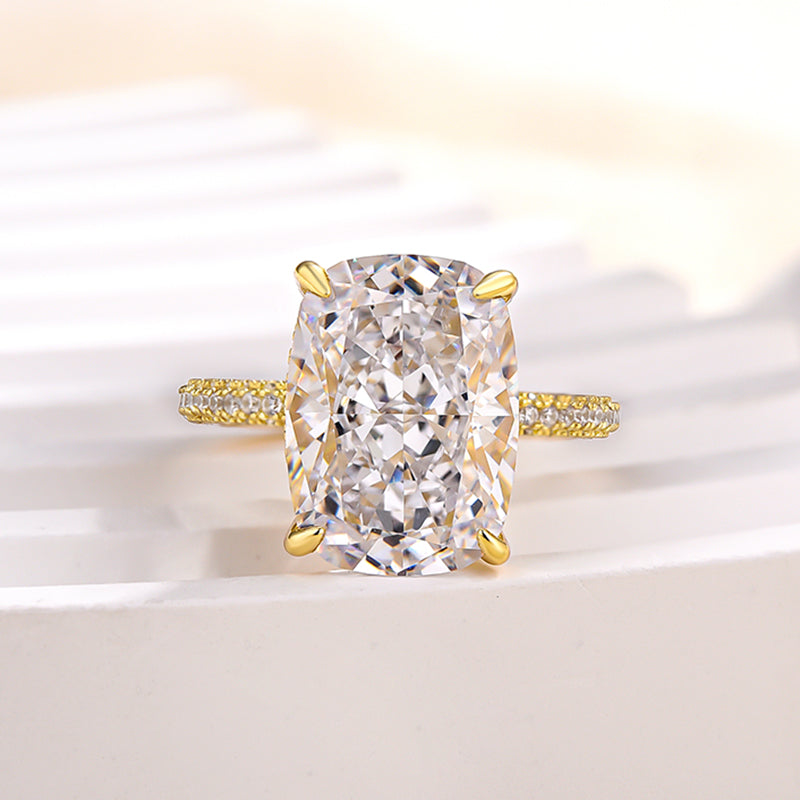 Luxurious Elongated Cushion Cut 9.0Ct Engagement Ring For Women In Sterling Silver
