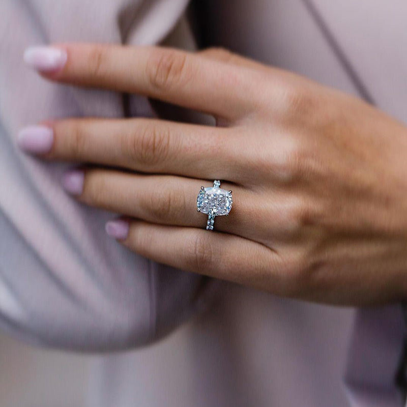 Elegant Cushion Cut Engagement Ring For Women In Sterling Silver