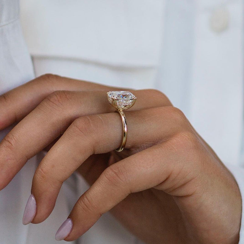 Gorgeous Yellow Gold Cushion Cut Engagement Ring for Women In Sterling Silver