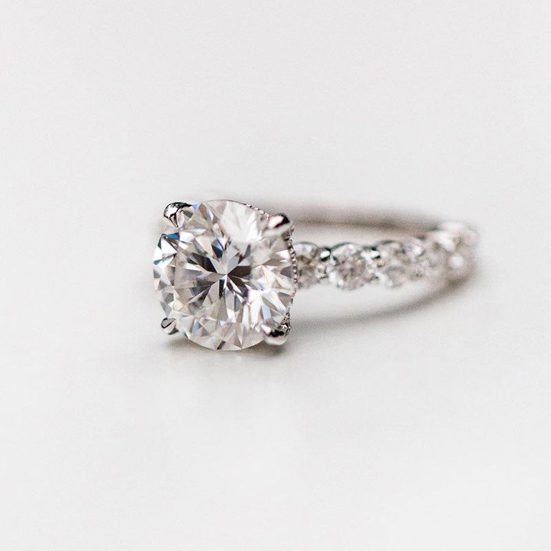 Elegant Round Cut Engagement Ring For Women In Sterling Silver
