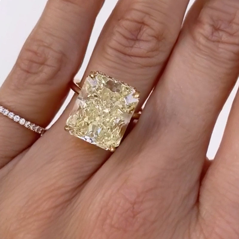 Yellow Gold Crushed Ice Radiant Cut Yellow Sapphire Engagement Ring