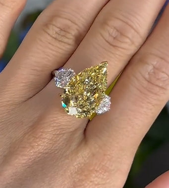 Ahabobo Stunning Pear Cut 8.0Ct Three Stone Engagement Ring