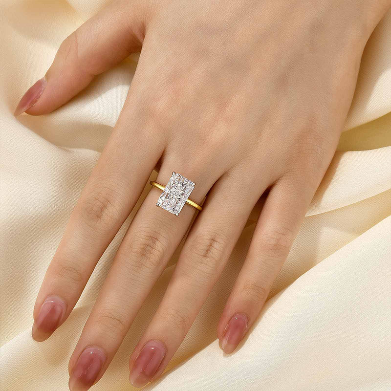 Elegant Radiant Cut Engagement Ring In Sterling Silver
