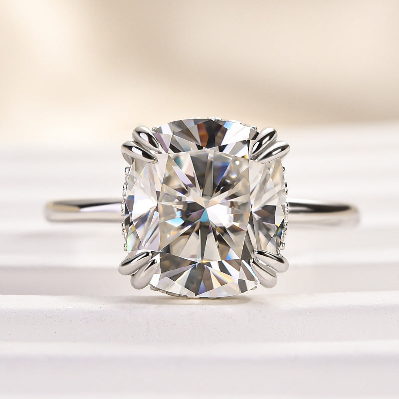 Maxine Moissanite 4.5 Carat Cushion Cut Engagement Ring In Sterling Silver