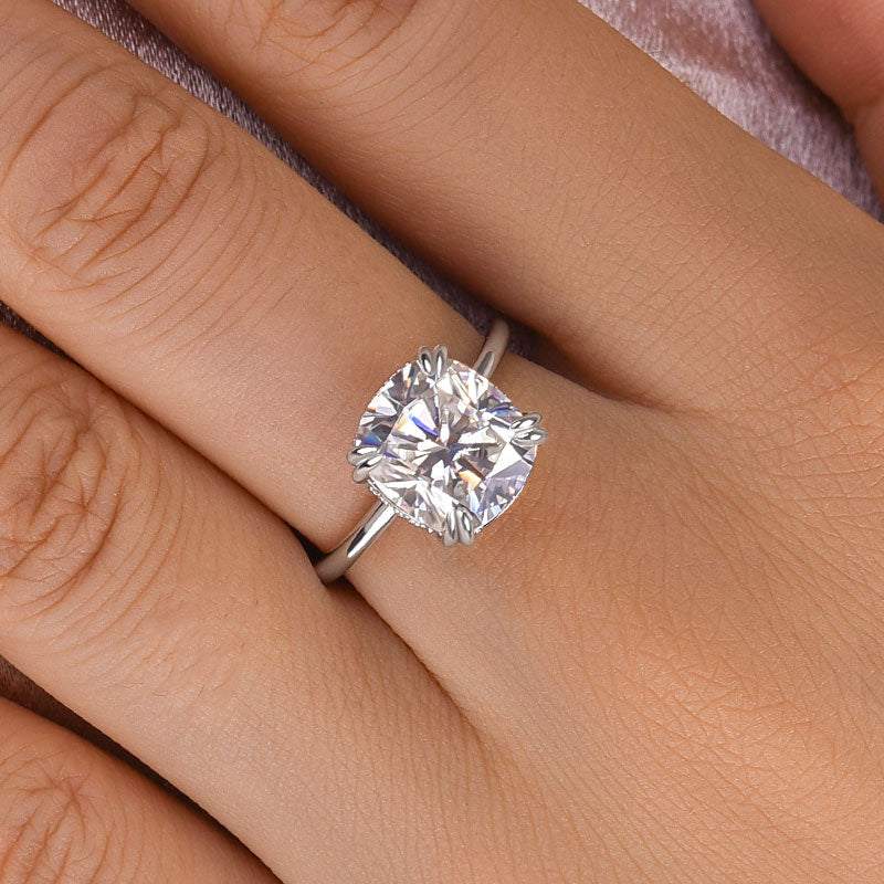 Maxine Moissanite 4.5 Carat Cushion Cut Engagement Ring In Sterling Silver