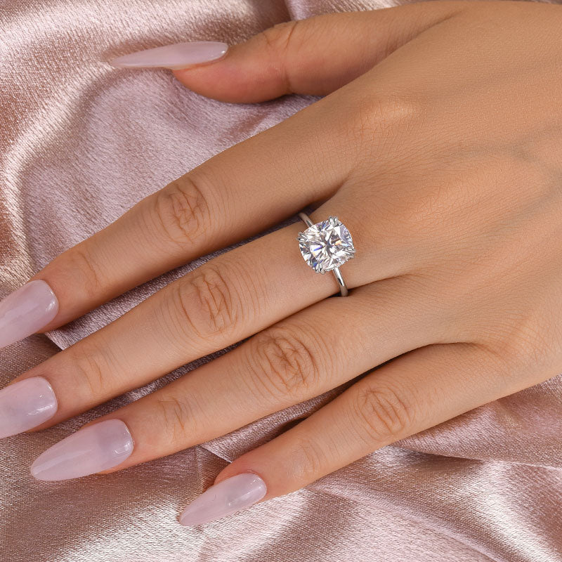 Maxine Moissanite 4.5 Carat Cushion Cut Engagement Ring In Sterling Silver