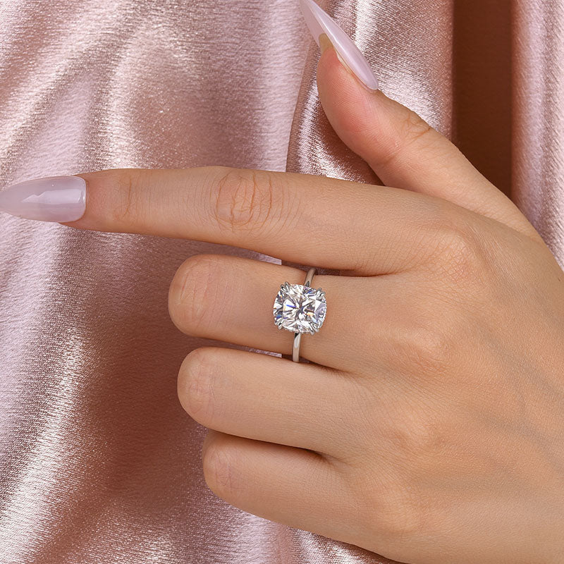 Maxine Moissanite 4.5 Carat Cushion Cut Engagement Ring In Sterling Silver