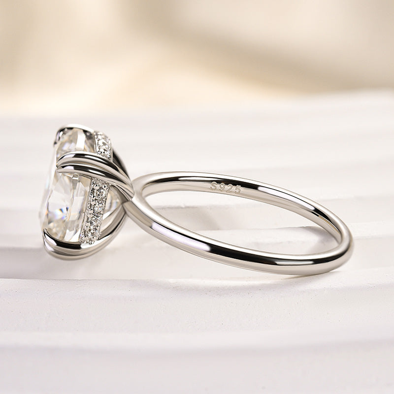 Maxine Moissanite 4.5 Carat Cushion Cut Engagement Ring In Sterling Silver