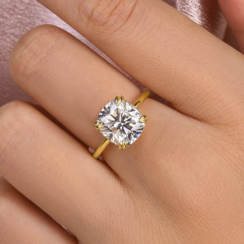 Maxine Moissanite 4.5 Carat Cushion Cut Engagement Ring In Sterling Silver