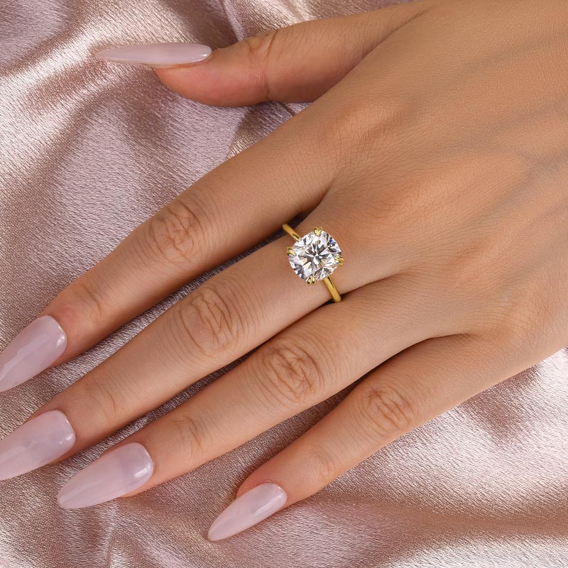Maxine Moissanite 4.5 Carat Cushion Cut Engagement Ring In Sterling Silver