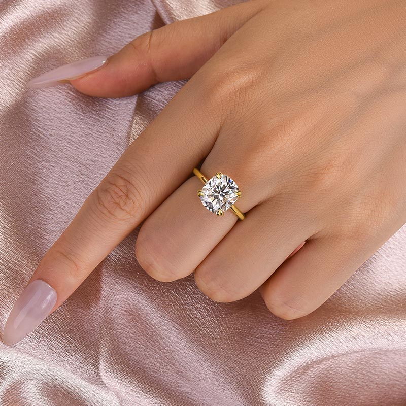 Maxine Moissanite 4.5 Carat Cushion Cut Engagement Ring In Sterling Silver