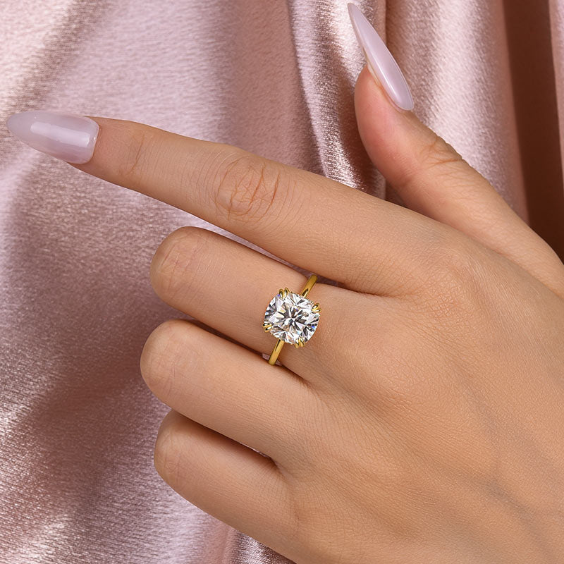Maxine Moissanite 4.5 Carat Cushion Cut Engagement Ring In Sterling Silver