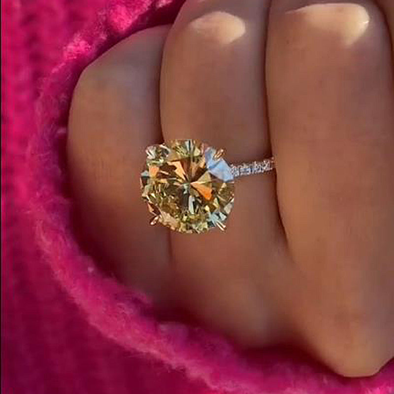 Stunning Yellow Gold Round Cut Yellow Sapphire Engagement Ring In terling Silver