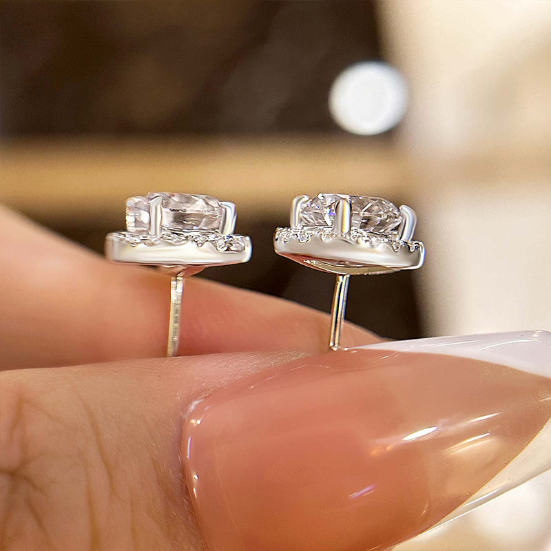 1.25 Ct Halo Round Cut Women's Stud Earrings