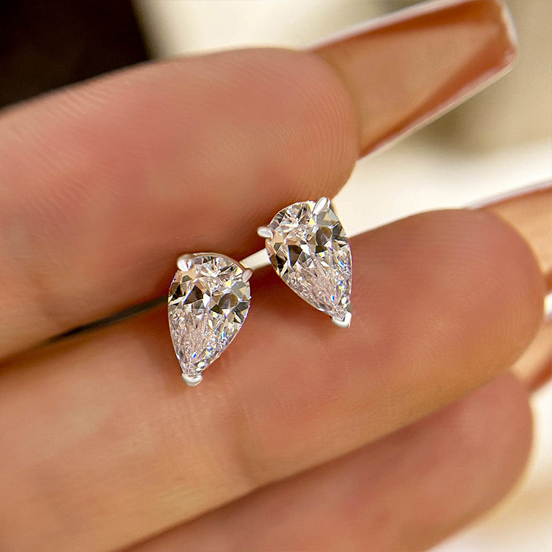 0.75Ct Sterling Silver Created White Sapphire Pear Cut Women's Stud Earrings