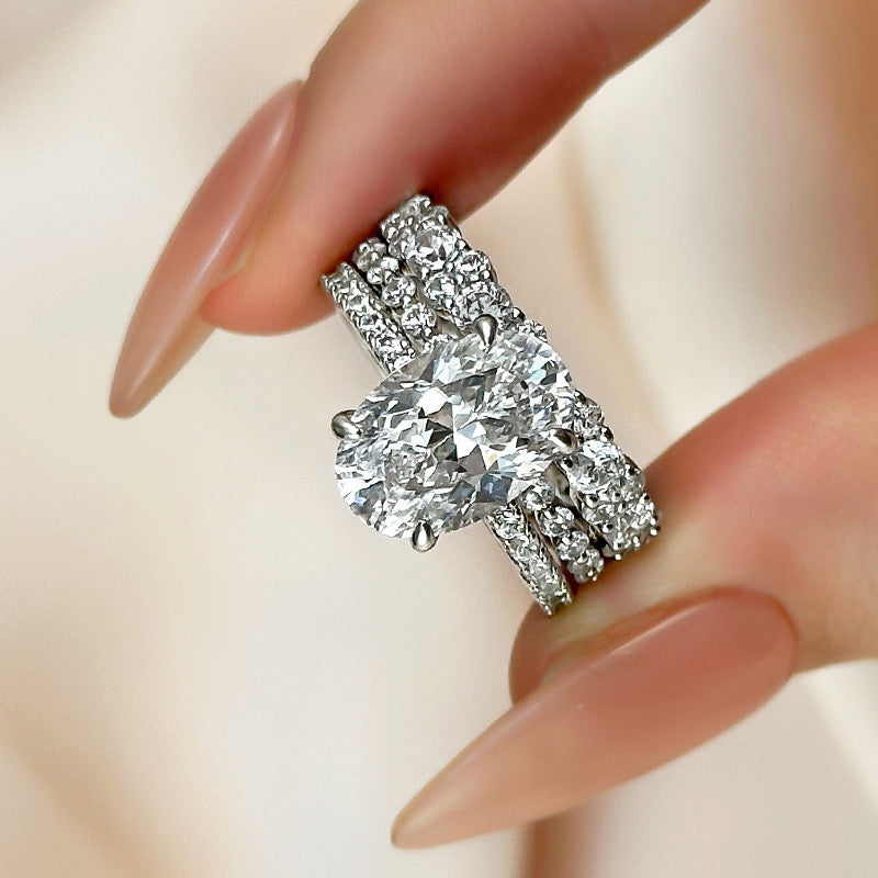 Timeless 3.5 CT Oval Cut 3PC Bridal Ring Set