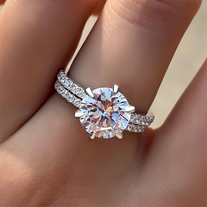 Exclusive Round Cut Sona Simulated Diamond  Wedding Set In Sterling Silver