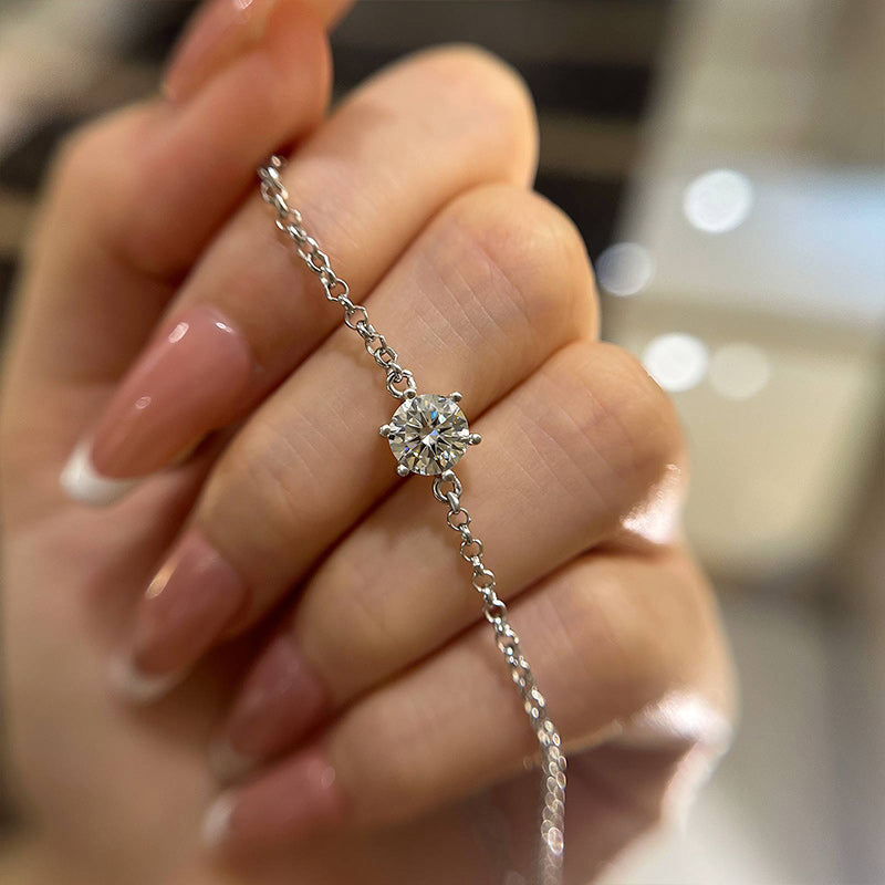Moissanite 6 Prongs Round Cut Bracelet
