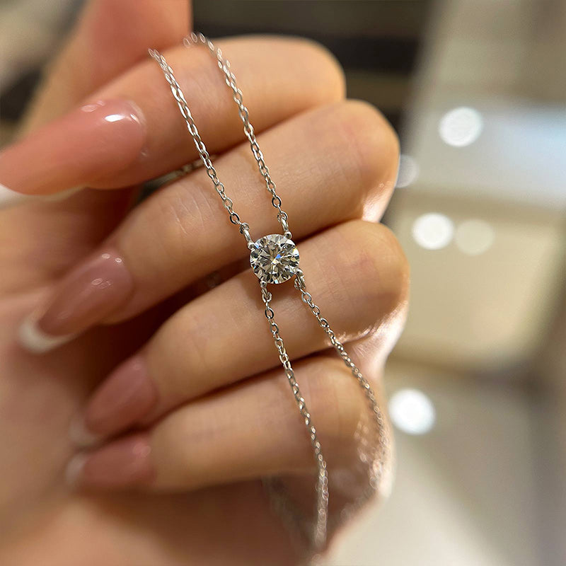 Moissanite 4 Prongs 1.0 Carat Round Cut Bracelet