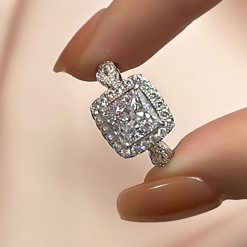 Maxine Noble Halo Princess Cut Engagement Ring