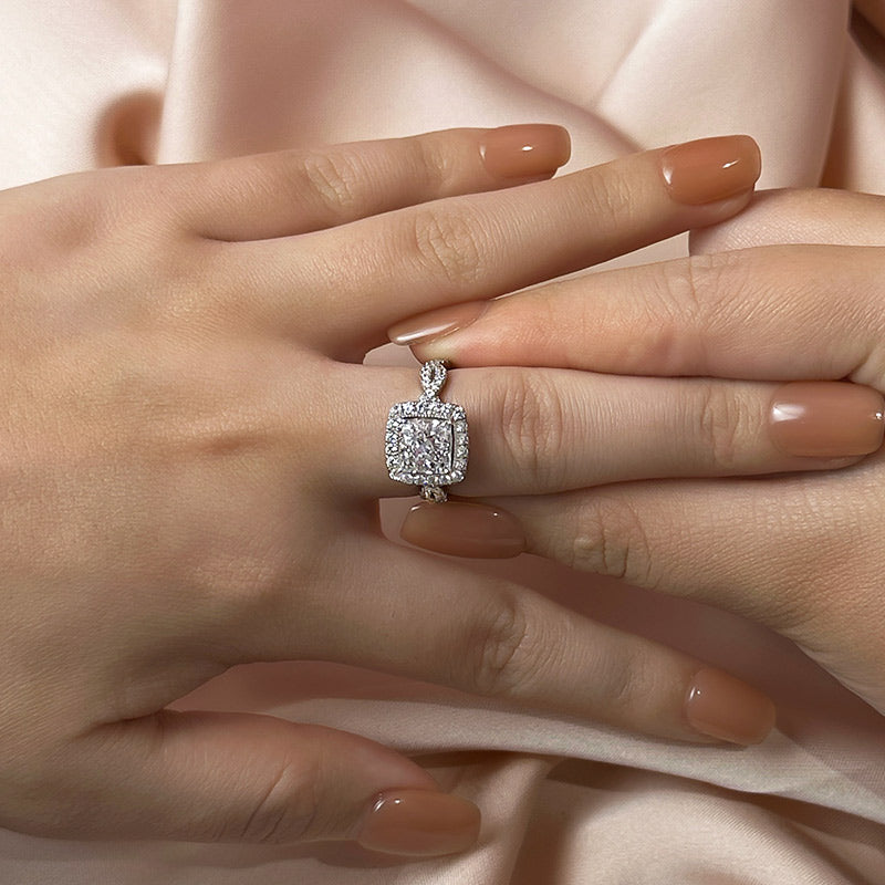 Maxine Noble Halo Princess Cut Engagement Ring