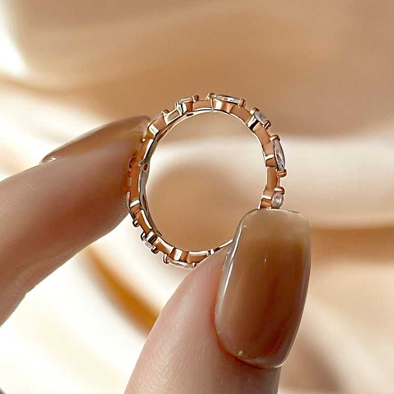 Ahabobo Fashion Marquise & Round Cut Wedding Band