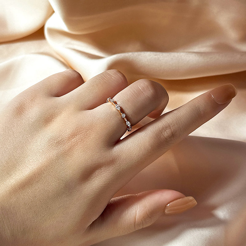 Ahabobo Fashion Marquise & Round Cut Wedding Band