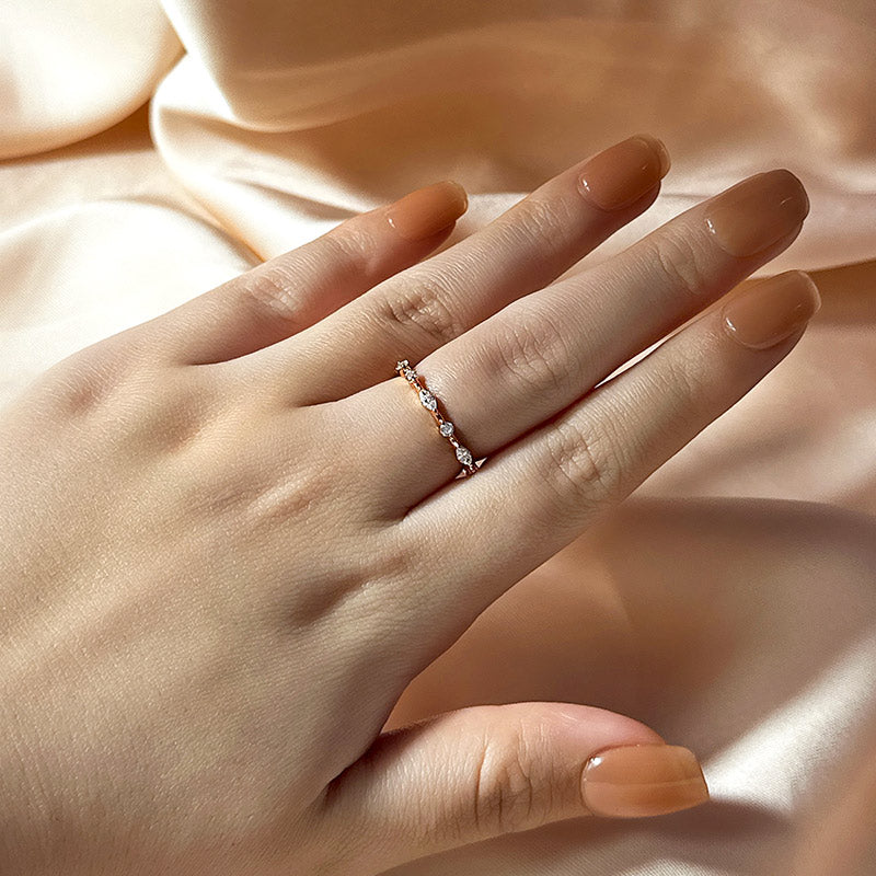 Ahabobo Fashion Marquise & Round Cut Wedding Band