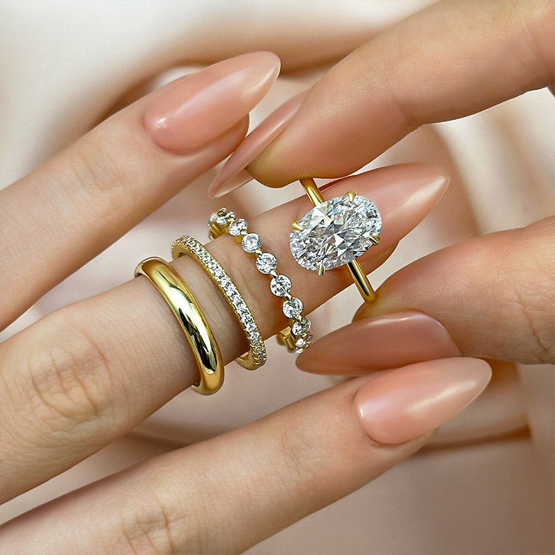 Maxine 4PC Yellow Gold Oval Cut Wedding Ring Set For Women