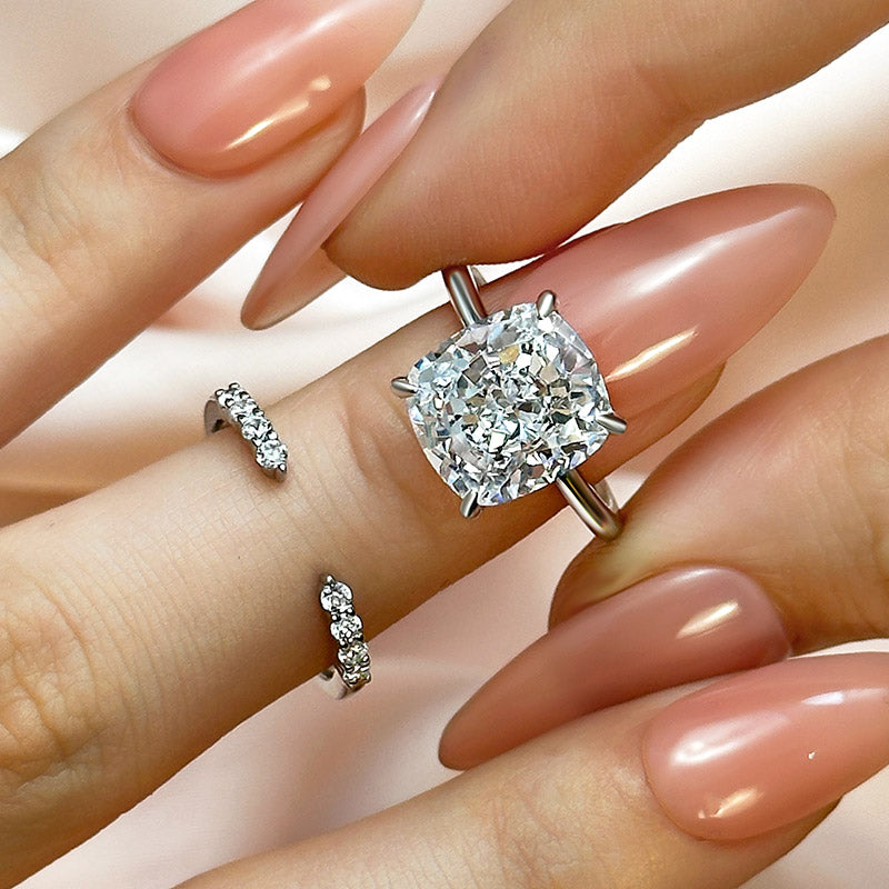 Maxine 6.0CT Cushion Cut Wedding Ring Set With Open Wedding Band