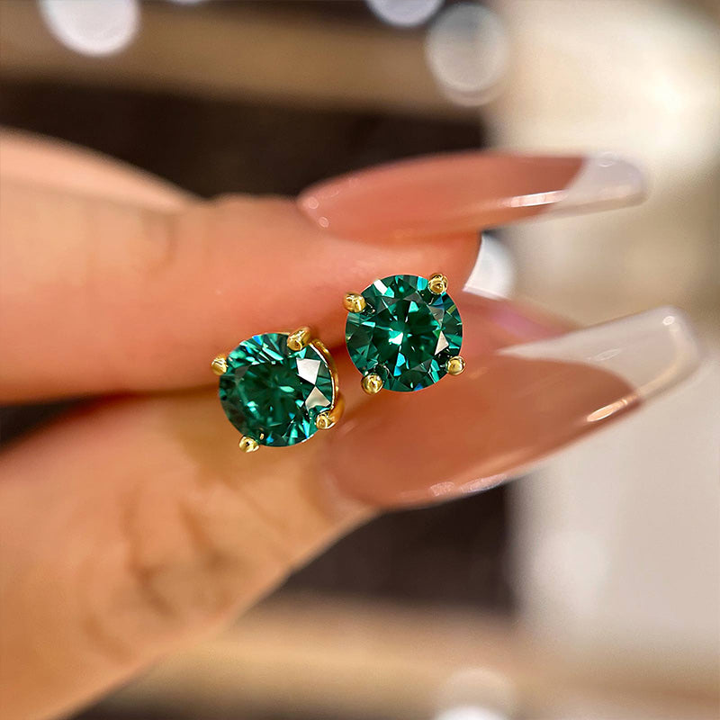 1.0Ct Stunning Yellow Gold Round Cut Paraiba Tourmaline Earrings In Sterling Silver